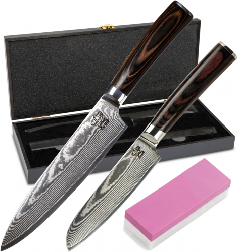 Zeuß Chefmesser Santokumesser Set Damastmesser Küchenmesser LH Lifestyle Kochmesser